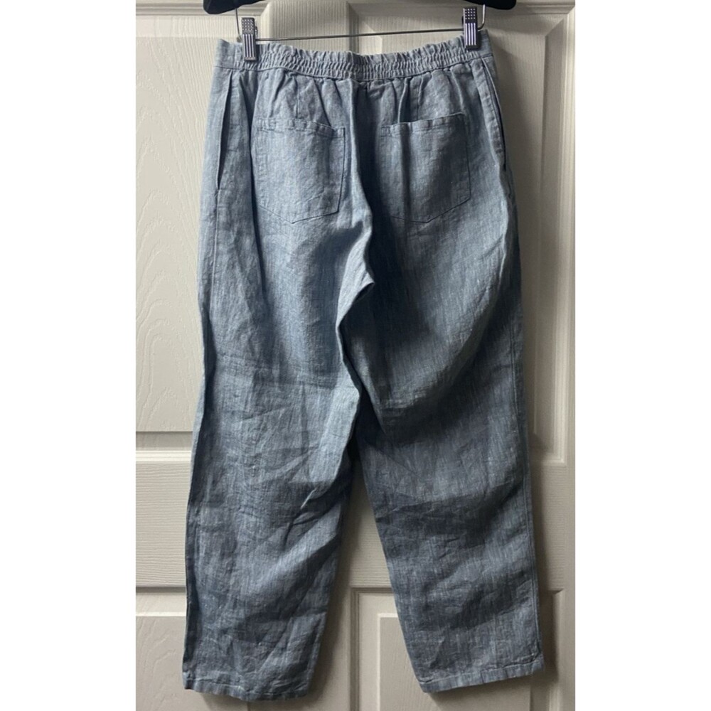 Boden Casual Linen Pants Seaspray Blue Relaxed Tapered Cropped Leg NWT US 4R - Picture 10 of 12
